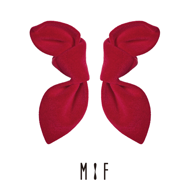 MIF 21AW Capsule Series Butterfly Knots Nylon Flocking Earrings Small Crowdfeel Unique New Tide Earrings