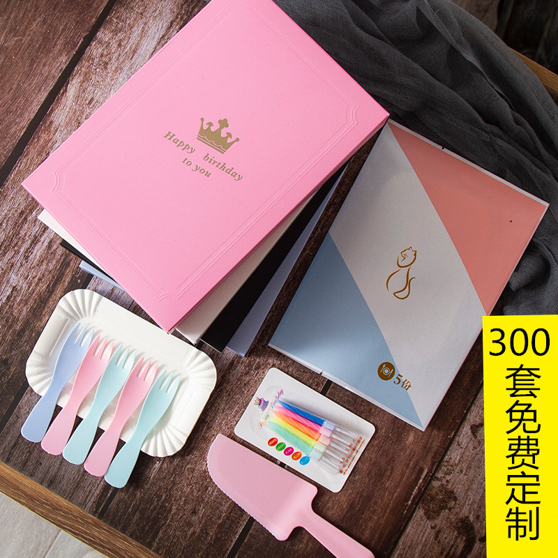 Cake knife and forklift dish birthday tableware dish dish plate disposable party cute package box