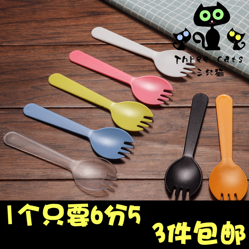 Disposable spoon Dessert Spoon Ice Cream Muss Disposable Fork Set Plastic Birthday Cake Spoon