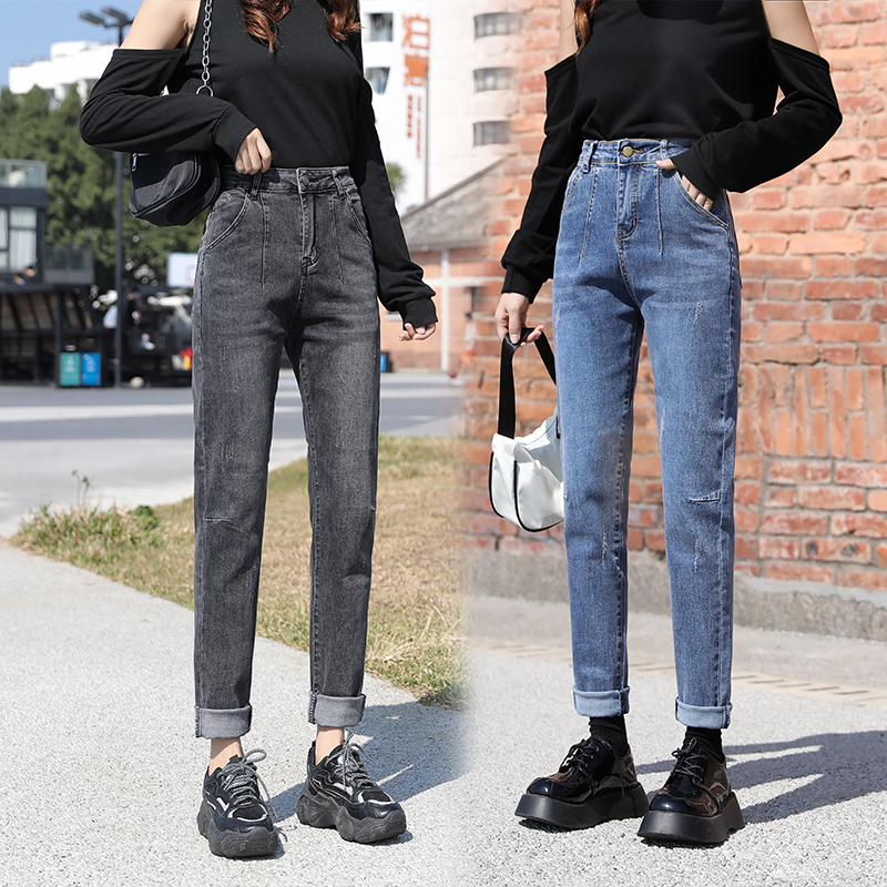 Large size loose jeans women are tall and thin 2021 new high waist spring and autumn harem dad fat sister pants - Taobao