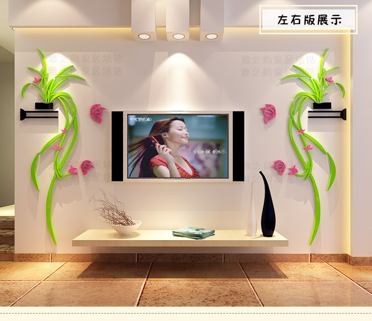 Hang Lan 3d Acrylic dán tường stereo phòng khách hiên TV TV dán tường trang trí nhà trang trí dán - TV tivi samsung 50tu8100