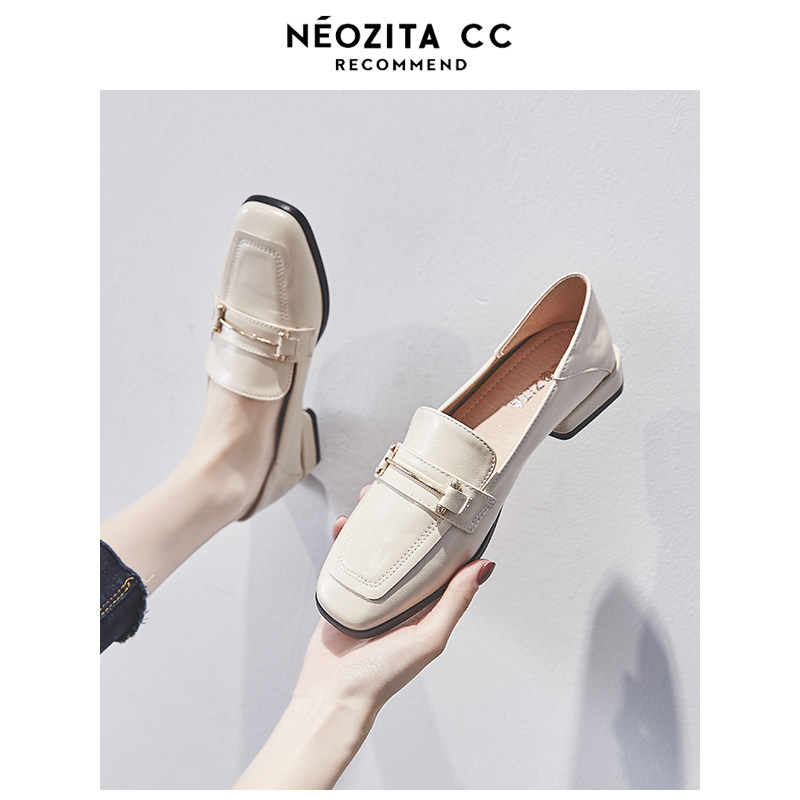 British style French design small leather shoes women's 2022 autumn new thick heel single shoes flat shoes spring and autumn women's shoes