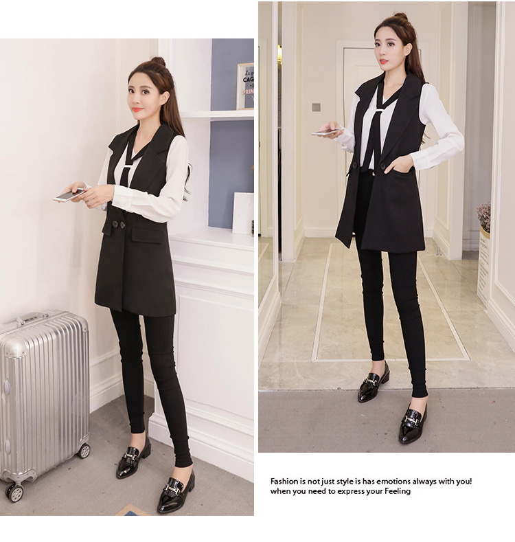 Bộ vest vest nữ 2018 xuân hè mới Hàn Quốc phiên bản vest không tay vest hoang dã trong phần dài của áo vest áo khoác nữ đẹp