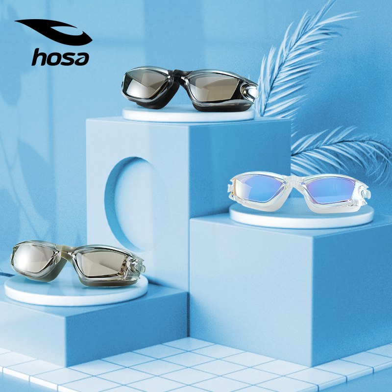 Hosa Hosa 2022 new large frame swimming glasses women's swimming goggles waterproof anti-fog HD men's professional equipment