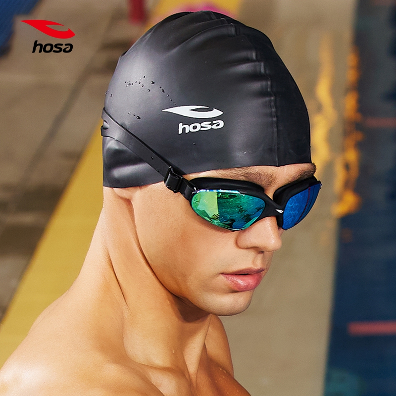 hosa Haosha pure colour swimming cap male and female adult silicone swimming cap professional long hair waterproof swimming cap-Taobao