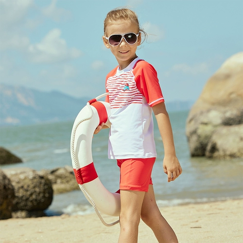 Детский раздельный быстросохнущий мультяшный купальник подходит для мужчин и женщин, защита от солнца, подходит для подростков