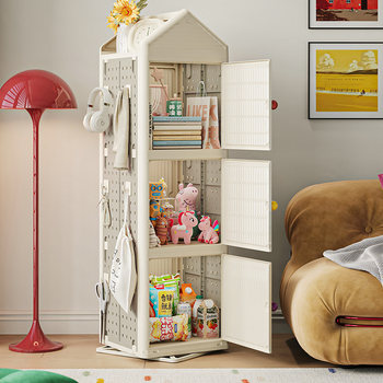 Storage cabinet bedroom rotating bookshelf next to the table