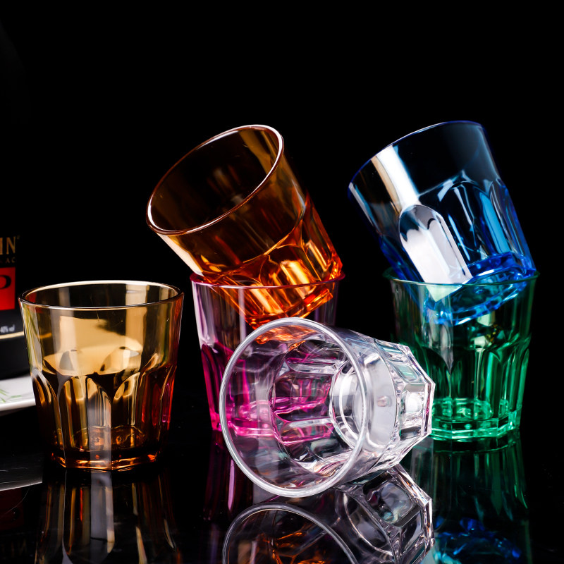 Acrylic cup transparent plastic beer cup anti-fall liquor one mouthful cup octagonal cup thickened KTV bar cup