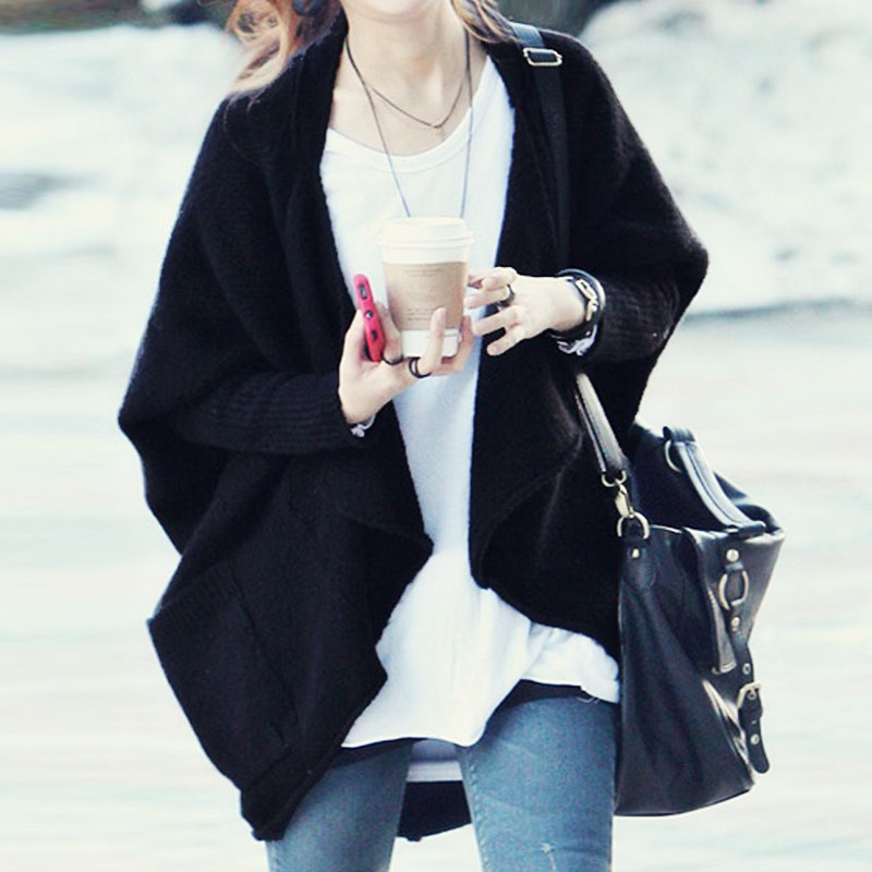 MAJE DVAWN bat shirt 2022 new cloak loose sweater jacket Korean version mid-length knit cardigan woman