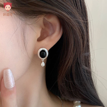 Mouquqi) fetal hair breast milk commemorative baby full moon earrings oval water drop weaning fetal hair earrings material package diy