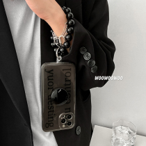 Niche high-end translucent gray chain mobile phone case bracket suitable for Apple 13iphone12promax female 11