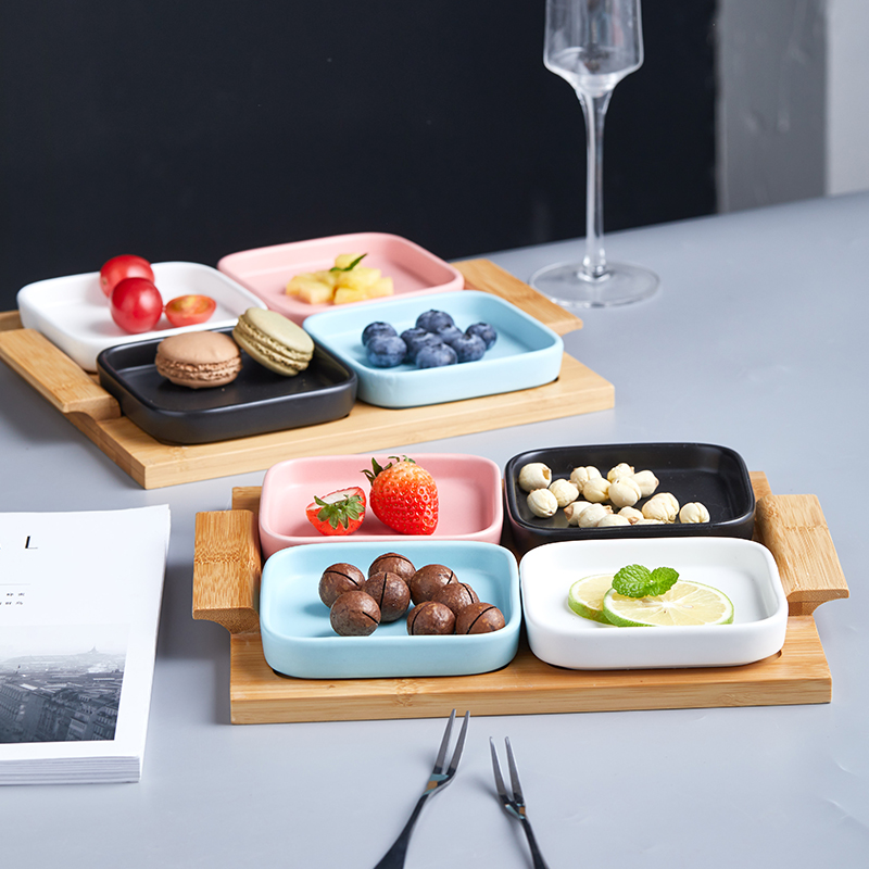Four GongGe mystery Japanese snack plate ceramic dry fruit bowl dessert plate candy dishes the nut plate of fruit snacks