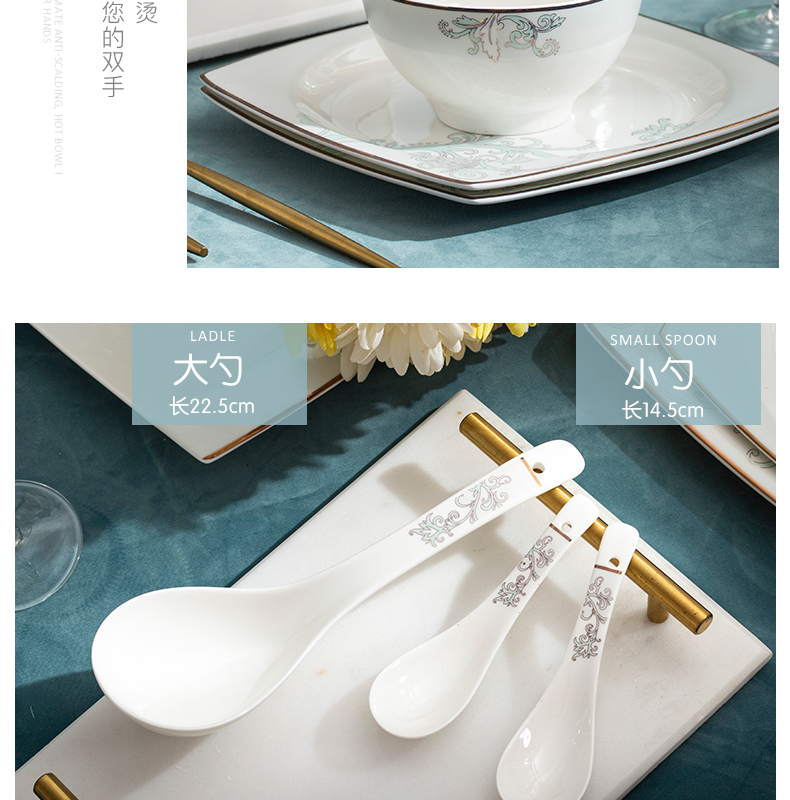 Dishes suit household jingdezhen ceramic tableware suit European paint Dishes chopsticks spoon combination suit