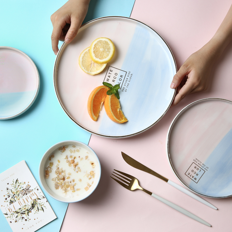 Mystery DIY dishes suit household jingdezhen ceramic tableware ins Japanese contracted web celebrity dish bowl chopsticks tableware