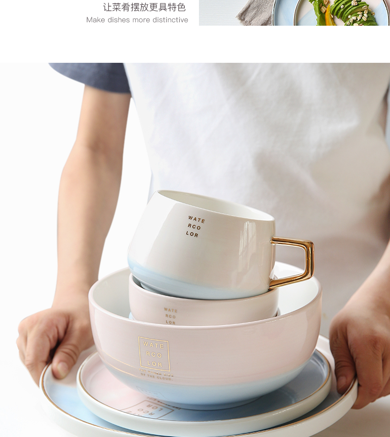 Mystery DIY dishes suit household jingdezhen ceramic tableware ins Japanese contracted web celebrity dish bowl chopsticks tableware
