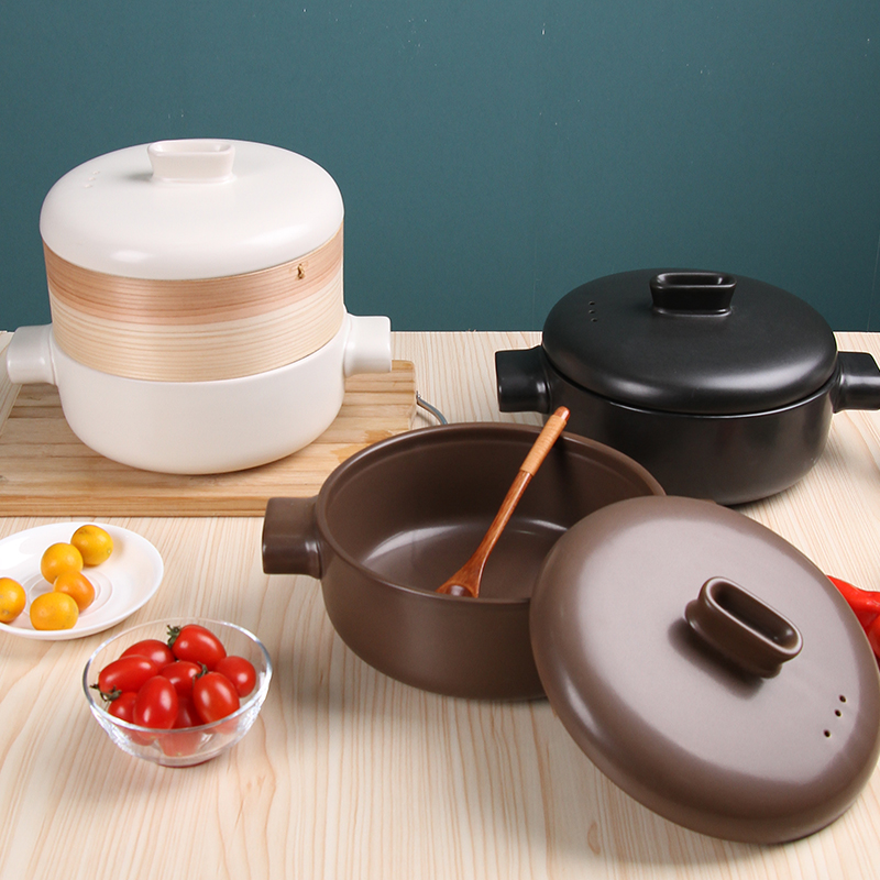 Steamer double crock pot stew household flame steamed dumplings soup cooked porridge Chinese multi - function dual ceramic casserole