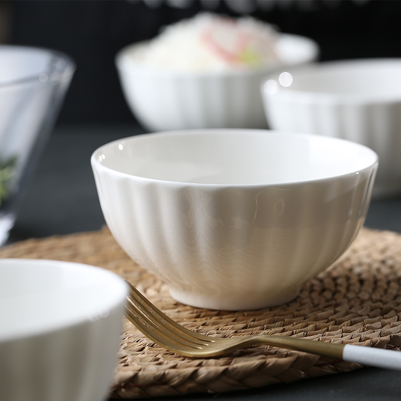 Nordic secret ceramic bowl home eat rice bowls European porcelain contracted white small bowl adult tableware bowls of soup bowl