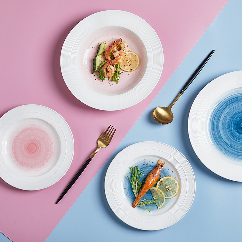 Mystery straw hat pasta dish INS web celebrity ceramic dish deep Nordic steak dinner plate dish dish dish home ideas