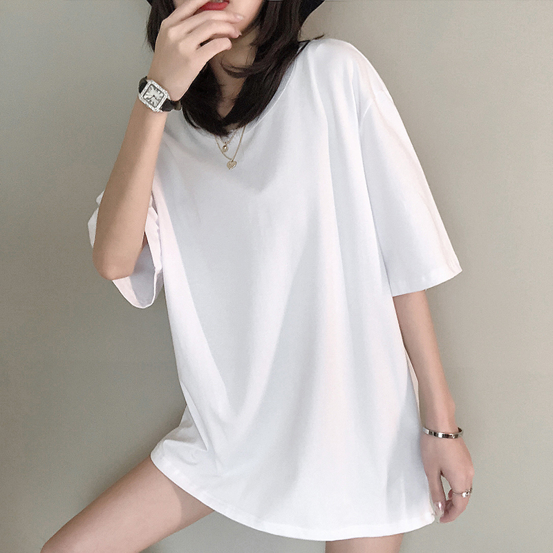 Pure White Oversized T-Shirt Dress for Women, Loose Short-Sleeve Mid-Length Style, Half-Sleeve, Hip-Covering, Pure Cotton, Body-Covering T-Shirt, Inner Wear T-Shirt Pure White Oversized T-Shirt Dress for Women, Loose Short-Sleeve Mid-Length Style, Half-Sleeve, Hip-Covering, Pure Cotton, Body-Covering T-Shirt, Inner Wear T-Shirt
