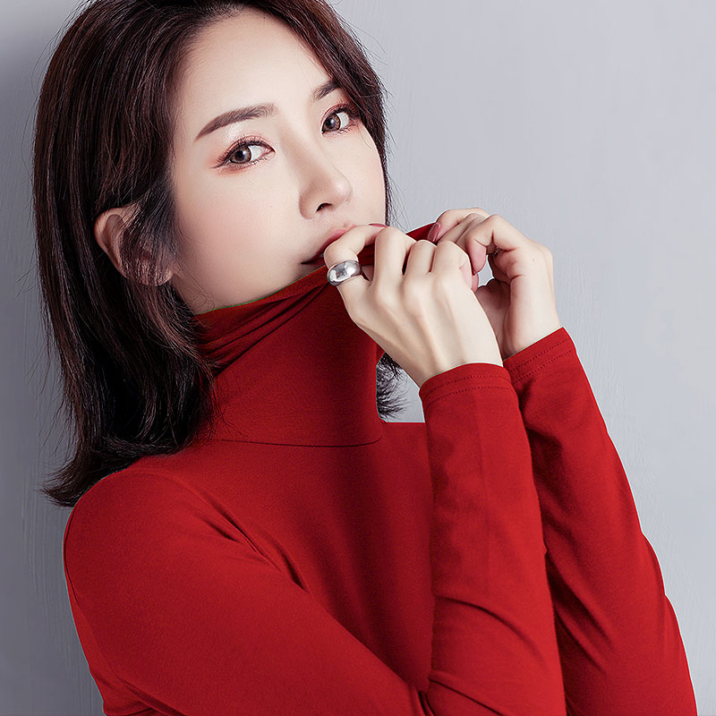 Wine red turtleneck base shirt women's long-sleeved T-shirt thin 2020 autumn and winter new slim black turtleneck top