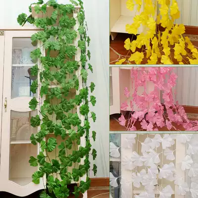 Simulation of grape leaves, fake flowers, rattan leaves, green leaves, water pipes, shielding suspended ceiling decoration plastic Golden kudzu plant winding