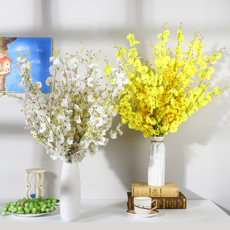 Dancing orchid simulation flower set Nordic fake flower drying bouquet home living room dining table TV cabinet decorative flower arrangement