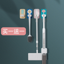 No hole wall mop adhesive hook toilet strong broom clip artifact mop cloth hanger fixed buckle storage rack