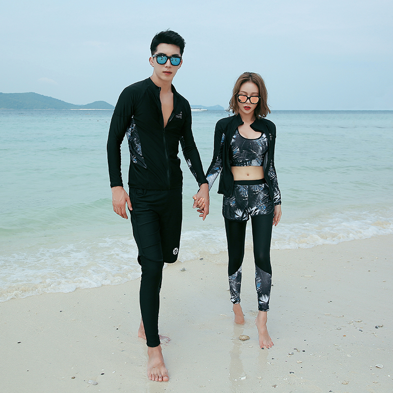 South Korea Diving Suit Woman Two-piece Long Sleeve Jellyfish Surf Swimsuit Men Sun Speed Dry Floating Subduction Couple Suit