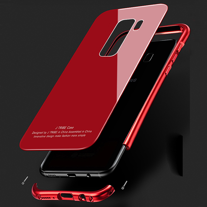 iy Rainbow Aluminum Metal Frame 9H Tempered Glass Back Cover Case for Samsung Galaxy S9 Plus & Galaxy S9