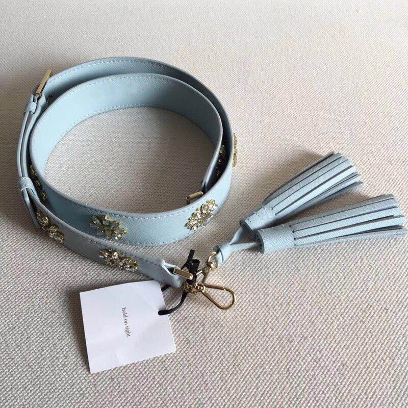 Kate Spade Ice Blue/Pink Cross Pattern Leather Diamond Flower Wide Shoulder Strap Kate Spade Ice Blue/Pink Cross Pattern Leather Diamond Flower Wide Shoulder Strap