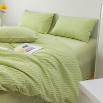 vintage French style retro day style minimalist pure color pleated full cotton bubble yarn jacquard bed with four sets of pieces