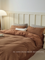 Brief PURE COLOR HIGH-END FULL COTTON WASHED COTTON JACQUARD WAFFAG BED FOUR PIECES KIT BED BAMBOO HAT LINEN