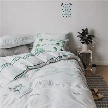 Light luxury American Nordic simple pure cotton 60 long-staple cotton hipster bed four-piece set Yan Er flying bed hat