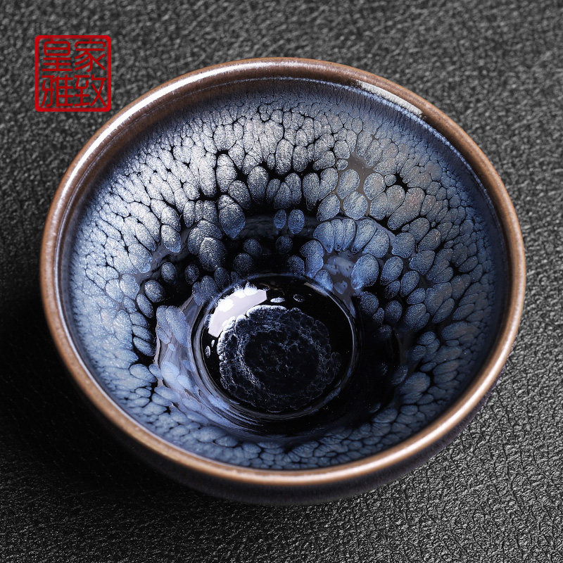 Royal elegant oil drop Jianyang Jianzang tea cup original mine Double face glazed master's cup pure handmade single cup Tianmu Glazed Tea