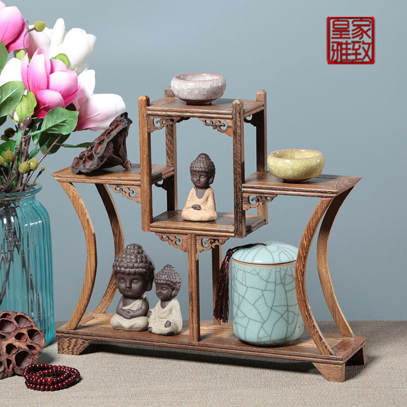 Chicken Wings Wood Bou Ancient Shelf Small Desktop Furnishing Products Chinese Antique Teapot Tea Cup Sheltershelf Tea Darling Display rack
