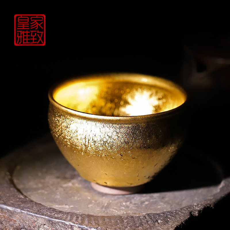 Construction Kiln Raw Mineral Gold Oil Drop Construction Of Tea Cup Iron Fetal Gold Cup Large Number Ceramic Tea Brechman's Cup Single Cup Pure Artisanal