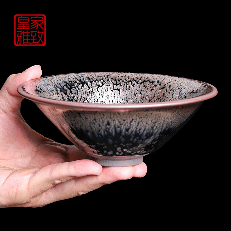 Jianyang Jianchengjian large bowl pure hand imitation Song Dynasty large caliber 100 flower point tea brewand single iron tire tea washing of the ogasawara