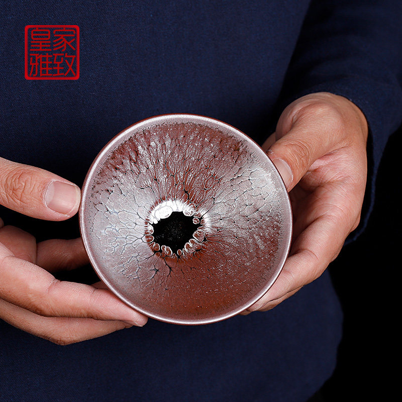 Fujian Jianchai Master's Cup Pure Handmade Original Mine Glazed Purple Gold Oil Drop Tea Cup Single Tasting Cup Small Tea Cup