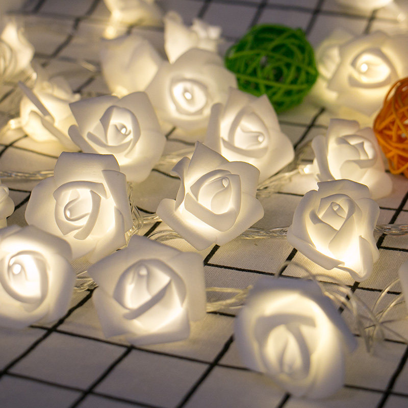 Zhiluo white rose flower confession proposal decoration decoration gift luminous bouquet LED colored light flashing light string light