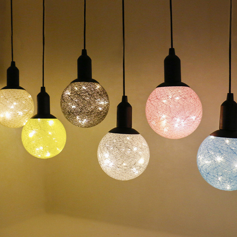 Cheese LoLED Cotton Thread Ball Pendant Lamp Mesh Red Room Decorated Dining Room Shop Placement Begging Wedding Bedroom Teenage Hearts