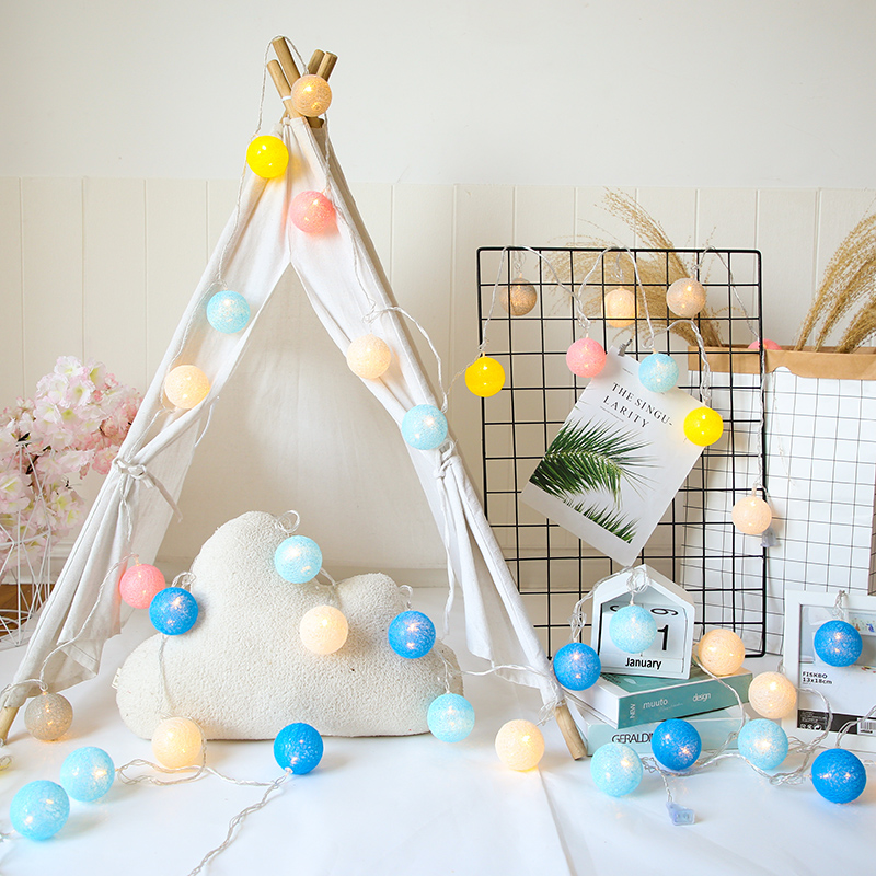 Cotton thread ball light Small color light Flash light starry children's room string light Dormitory romantic arrangement room bedroom decoration