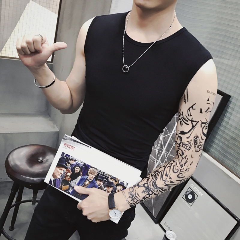 Của nam giới bó sát không tay mồ hôi vest thể thao mùa hè tập thể dục vai rộng t-shirt thanh niên quần áo triều mùa hè của nam giới quần áo ao ba lo nam