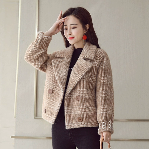 Бархатная шерстяная демисезонная куртка, в стиле Шанель, увеличенная толщина