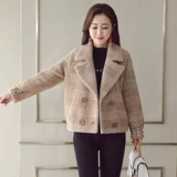 Бархатная шерстяная демисезонная куртка, в стиле Шанель, увеличенная толщина