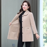 Длинная бархатная куртка, демисезонное пальто для матери, средней длины