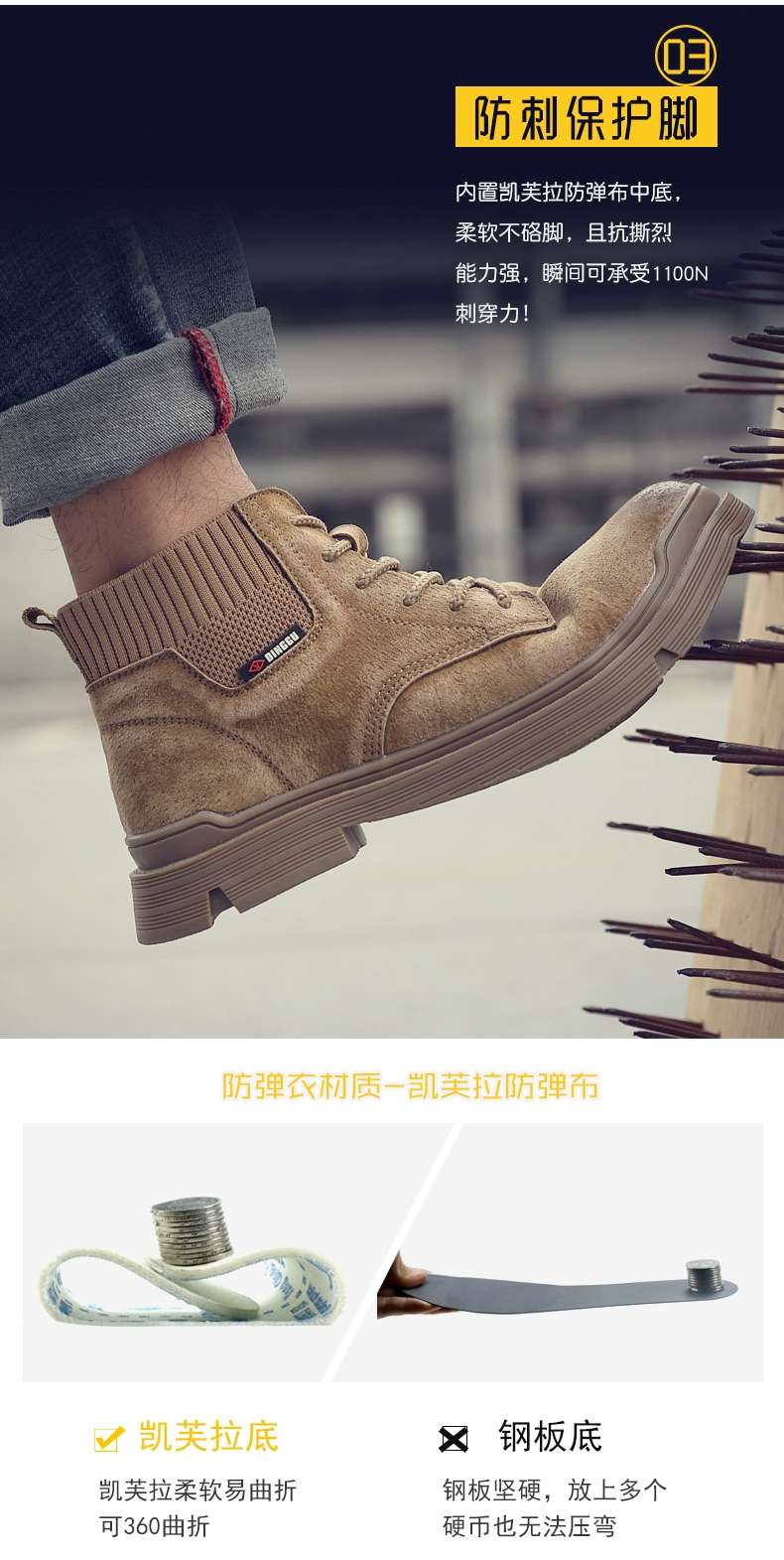 Labor protection shoes for men, anti-smash and anti-puncture, lightweight soft-soled steel-toe welder high-top old protection belt steel plate work shoes