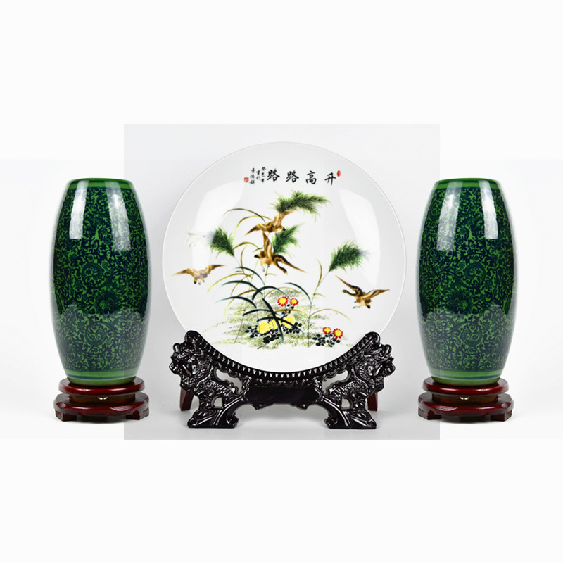 Ceramic vase three-piece set decoration living room flower arrangement simple and modern Jingdezhen porcelain Bogu frame craft gift decoration porcelain bottle