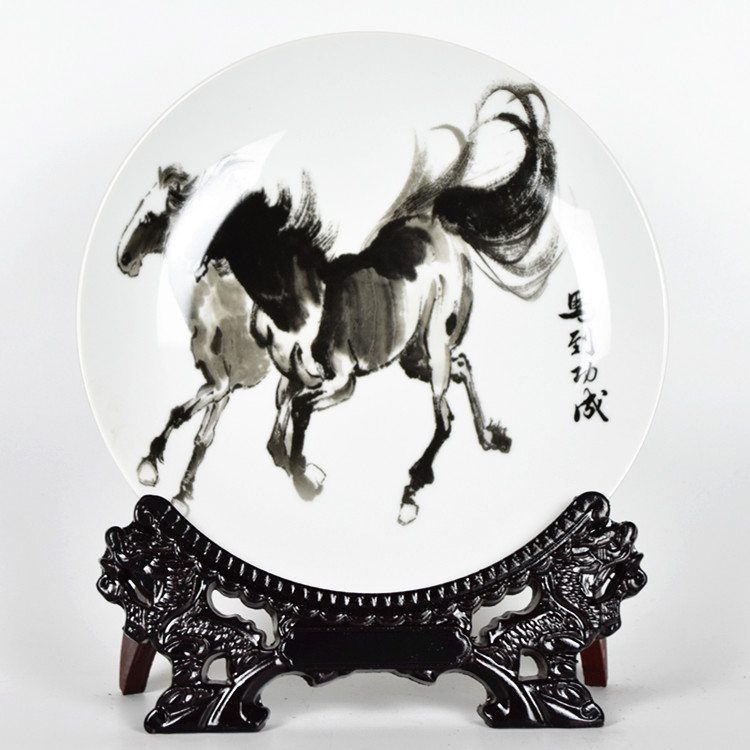 Ceramic porcelain 12 zodiac horse to success decoration hanging plate home decoration craft gifts decoration study office ornaments