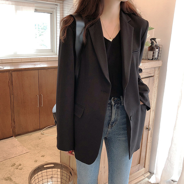 Blazer women's 2023 early autumn new top high-end short style small casual early autumn small suit black