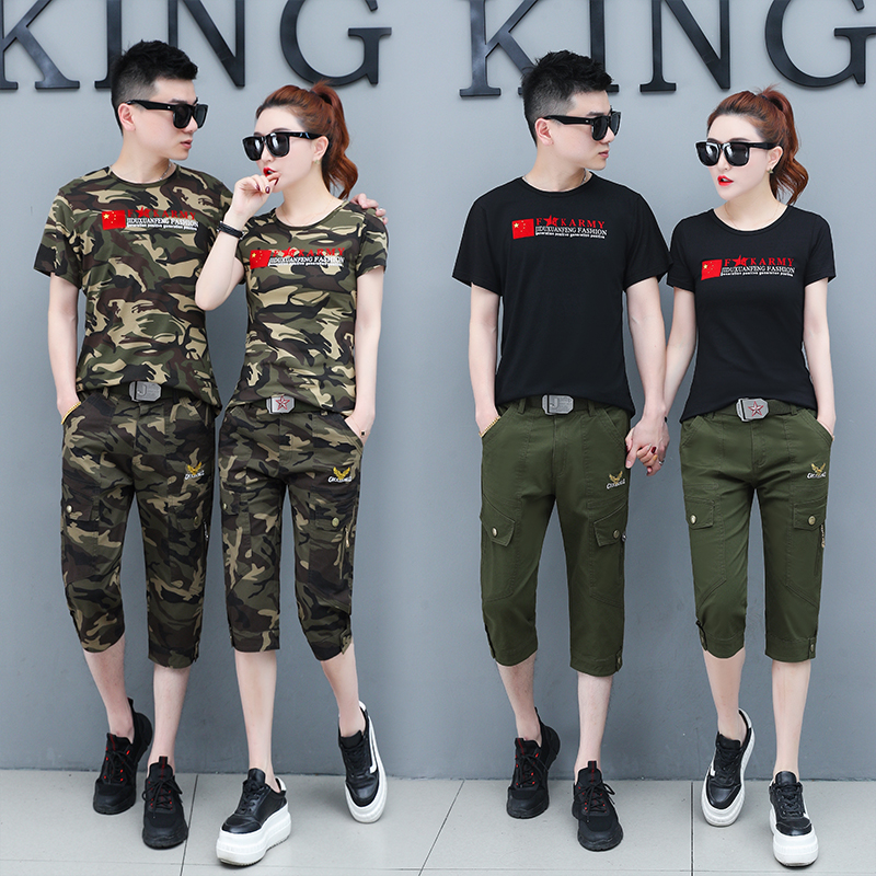 Outdoor lovers camouflak for men and women short sleeves T-shirts military fans casual sportswear summer sailors dance suit team uniforms